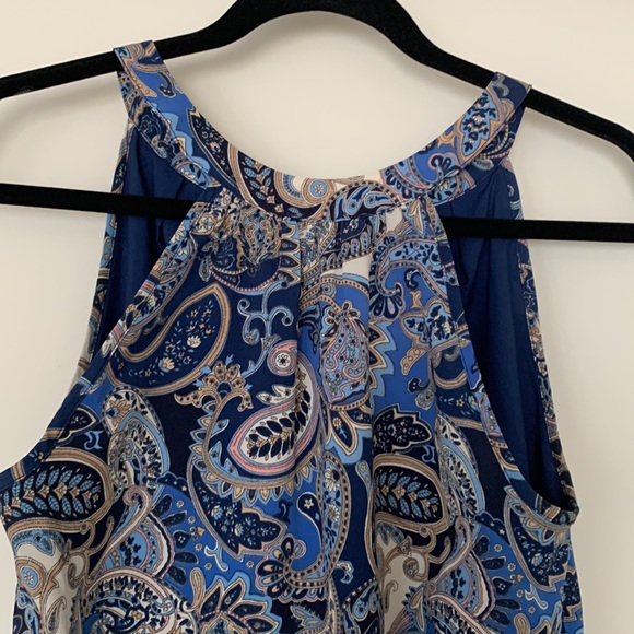 Blue and cream Paisley dress - Picture 2 of 4
